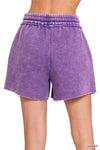 Violet Acid Wash Fleece Drawstring Shorts Violet Acid Wash Fleece Drawstring Shorts Zenana Shorts