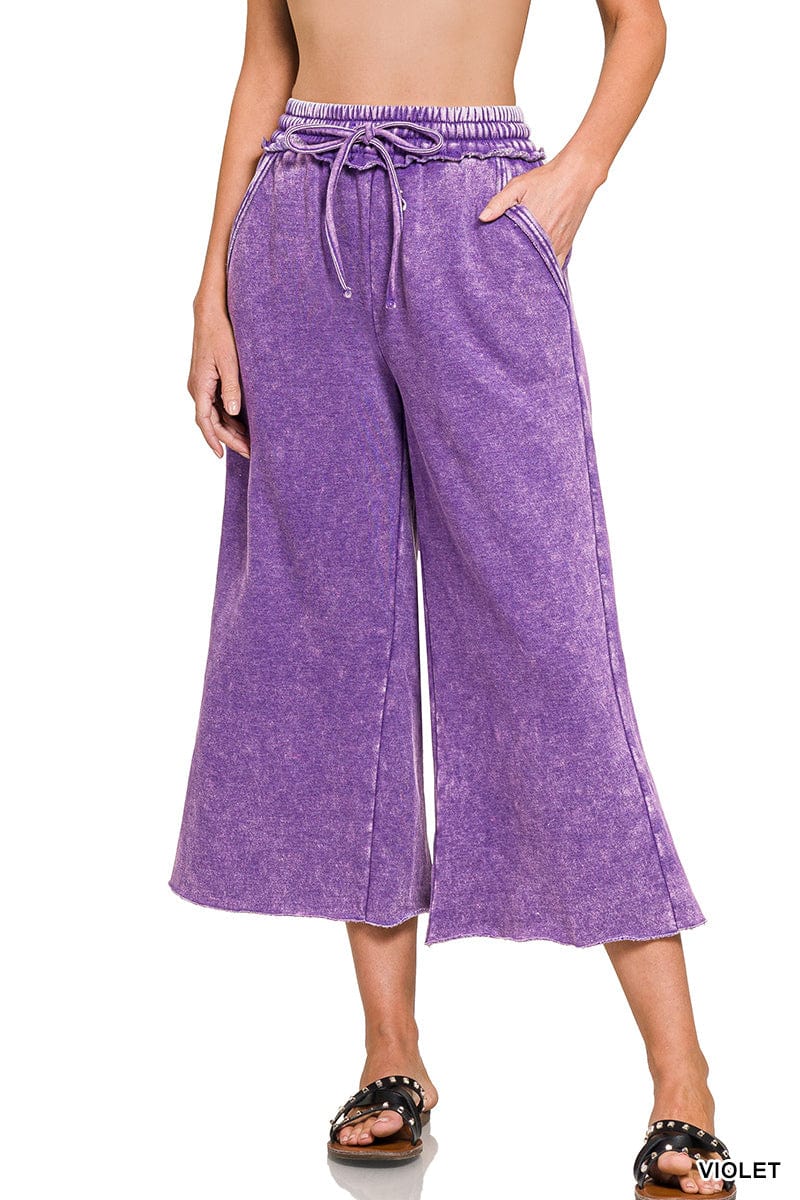 Violet Acid Wash Fleece Palazzo Sweatpants Violet Acid Wash Fleece Palazzo Sweatpants Zenana