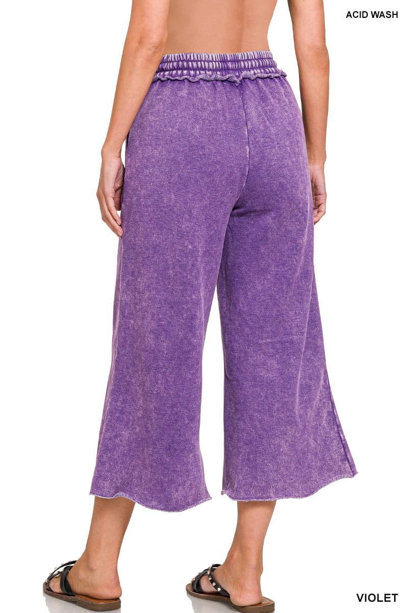 Violet Acid Wash Fleece Palazzo Sweatpants Violet Acid Wash Fleece Palazzo Sweatpants Zenana