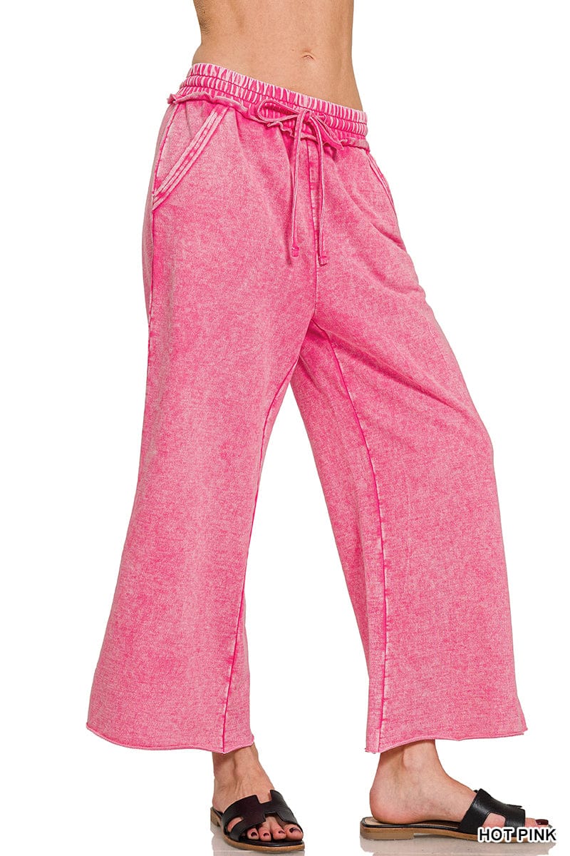 Washed French Terry Palazzo Sweatpants Washed French Terry Palazzo Sweatpants Zenana