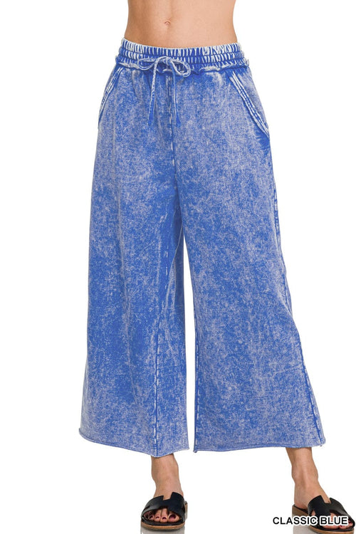 Washed French Terry Palazzo Sweatpants Washed French Terry Palazzo Sweatpants Zenana Classic Blue / Small