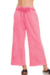 Washed French Terry Palazzo Sweatpants Washed French Terry Palazzo Sweatpants Zenana Fuchsia / Small