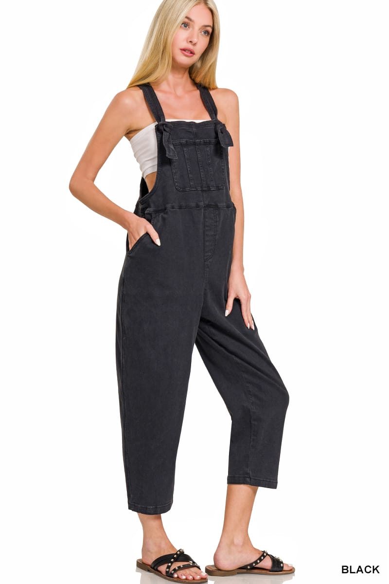 Washed Knot Strap Relaxed Fit Overalls – Old Skool Boutique
