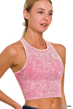 Washed Ribbed Seamless Cropped Top Washed Ribbed Seamless Cropped Top Zenana Ash Pink / S/M