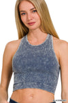 Washed Ribbed Seamless Cropped Top Washed Ribbed Seamless Cropped Top Zenana Blackberry / S/M