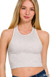 Washed Ribbed Seamless Cropped Top Washed Ribbed Seamless Cropped Top Zenana Light Grey / S/M