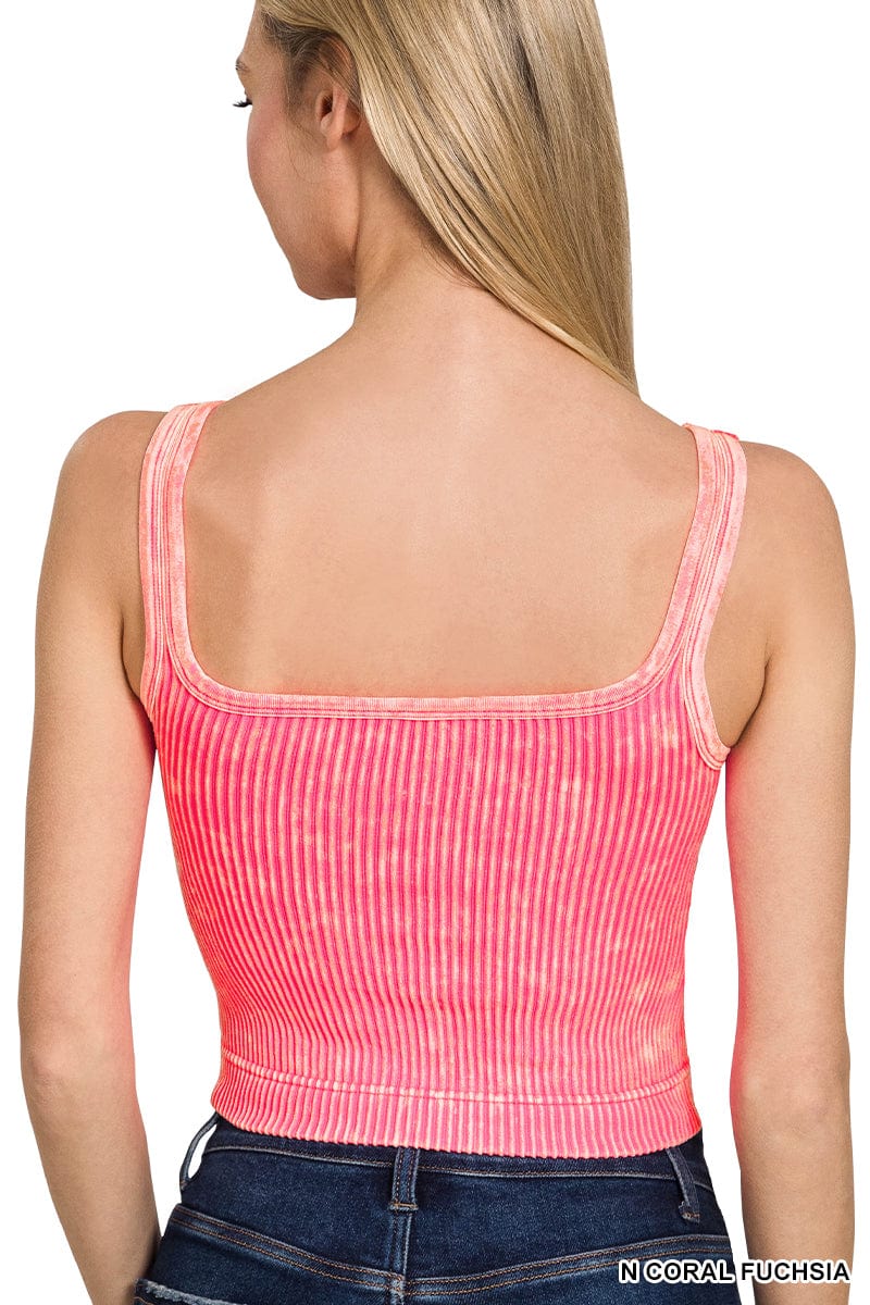 Washed Ribbed Seamless V-neck Tank Top Washed Ribbed Seamless V-neck Tank Top Zenana