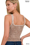 Washed Ribbed Seamless V-neck Tank Top Washed Ribbed Seamless V-neck Tank Top Zenana