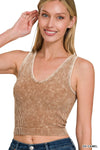 Washed Ribbed Seamless V-neck Tank Top Washed Ribbed Seamless V-neck Tank Top Zenana