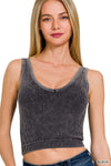 Washed Ribbed Seamless V-neck Tank Top Washed Ribbed Seamless V-neck Tank Top Zenana Black / S/M