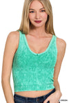 Washed Ribbed Seamless V-neck Tank Top Washed Ribbed Seamless V-neck Tank Top Zenana Kelly Green / S/M