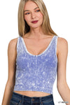 Washed Ribbed Seamless V-neck Tank Top Washed Ribbed Seamless V-neck Tank Top Zenana Light Indigo / S/M