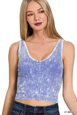 Washed Ribbed Seamless V-neck Tank Top Washed Ribbed Seamless V-neck Tank Top Zenana Light Indigo / S/M