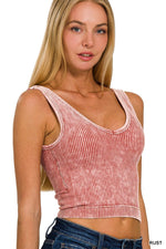 Washed Ribbed Seamless V-neck Tank Top Washed Ribbed Seamless V-neck Tank Top Zenana Rust / S/M