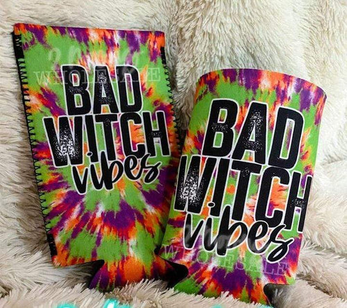 Bad Witch Vibes Tie Dye Koozie 2 Moons Can Cooler