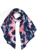 CC Tie Dye Bias Cut Scarf with Rubber Patch CC Navy/Pink Scarf