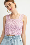 Lilac Pink Textured Knit Tank Top Easel Shirts & Tops