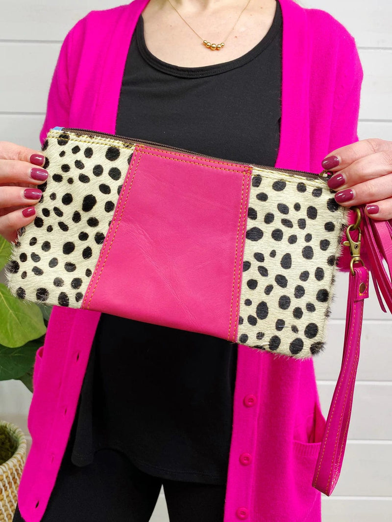 Quinn Animal Print Leather Wristlet Folklore Couture Handbags