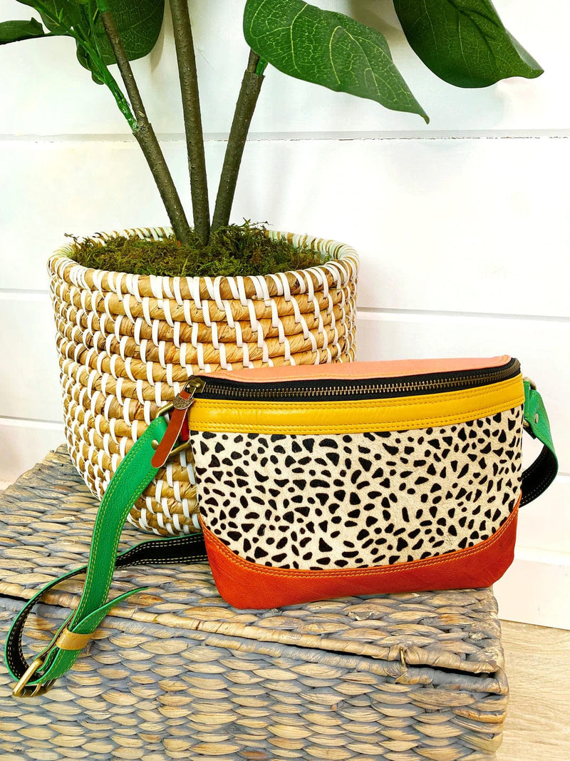 Romy Leather Fanny Pack - Red Multi Cheetah Print Folklore Couture Handbags