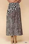 Grey Mixed Animal Print Maxi Skirt GiGiO Skirts