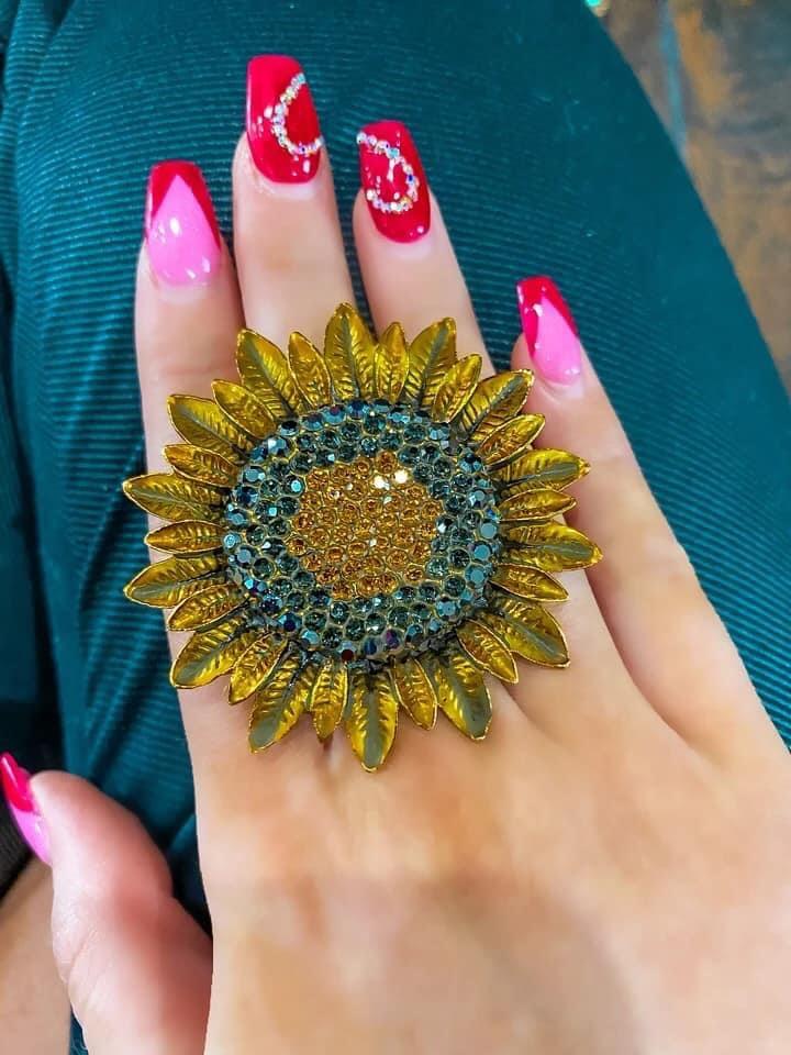 Sunflower Bling Ring Gypsy South Rings