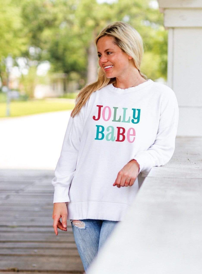 Jolly Babe White Acid Wash Sweatshirt Jadelynn Brooke Shirts & Tops