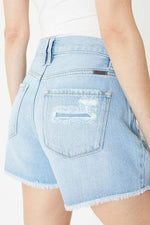 High Rise Light Blue Mom Shorts - KC8610L KanCan Shorts