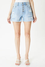 High Rise Light Blue Mom Shorts - KC8610L KanCan Shorts