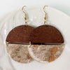 Animal Print Leather & Wood Deco Drop Earrings Larry Ann Earrings