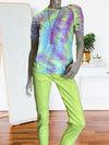 Lime & Pink Getting Ripped Raglan Sleeve Tie Dye Top Larry Ann Shirts & Tops