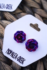 Floral Resin Stud Earrings Nopalea Creek Dark Multi Color Earrings