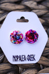Floral Resin Stud Earrings Nopalea Creek Medium Multi Color Earrings