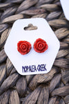 Floral Resin Stud Earrings Nopalea Creek Red Earrings