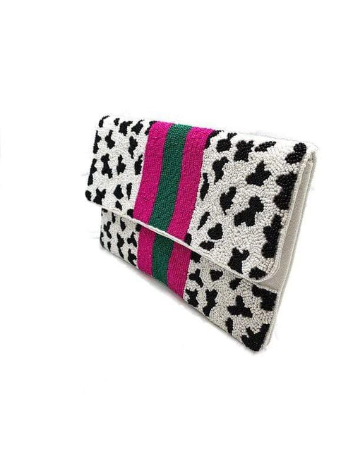 Cow Print Pattern Beaded Clutch Bag Ole Clutch