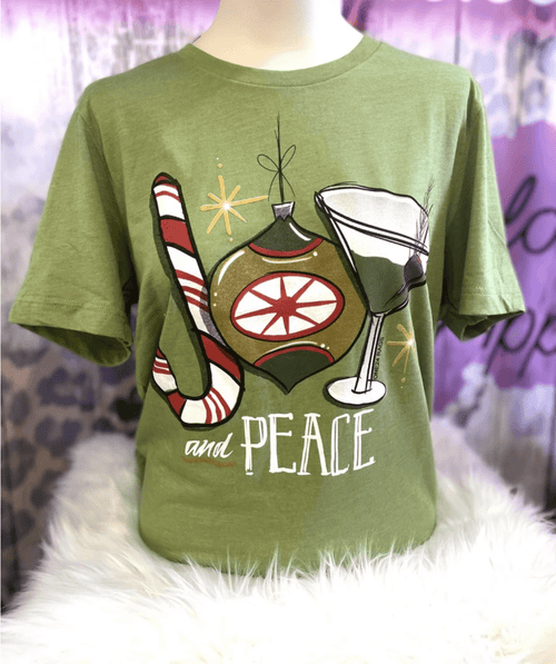 Christmas Joy and Peace Olive Tee One24 Rags Shirts & Tops