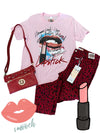 Pink Short Sleeve Lipstick Tee One24 Rags T-Shirt