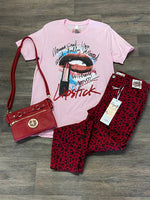 Pink Short Sleeve Lipstick Tee One24 Rags T-Shirt