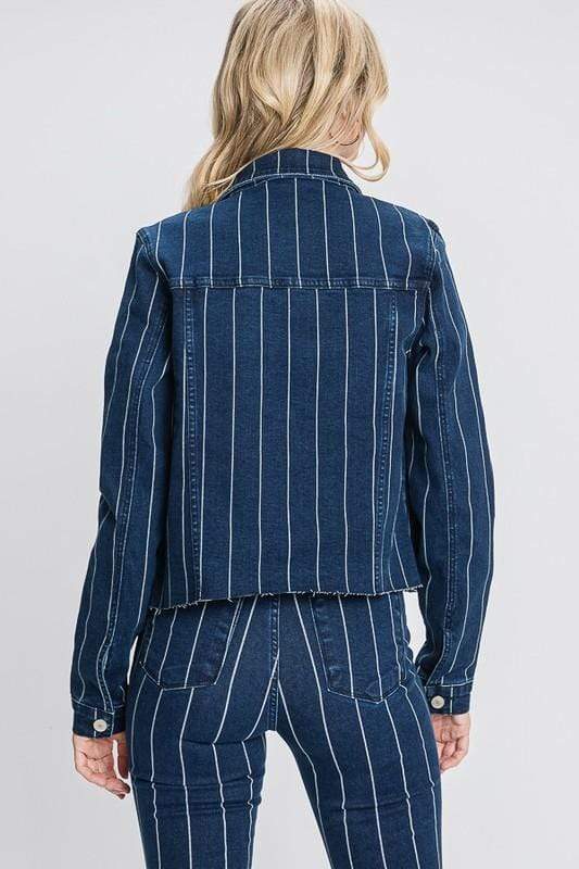 Stripe Cropped Denim Jacket PETRA153 Coats & Jackets