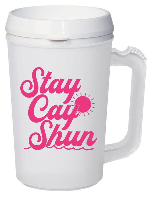 Stay Cay Shun White Plastic Tumbler Pink House Tumbler
