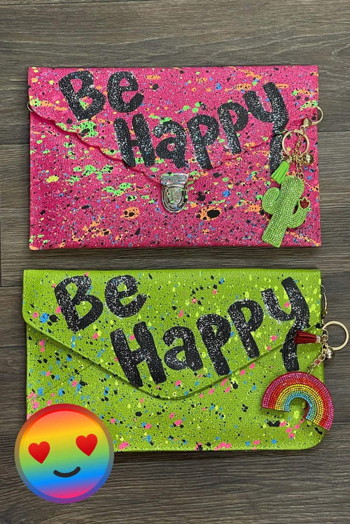 Be Happy Paint Splatter Wristlet Pinky Bolle Handbags