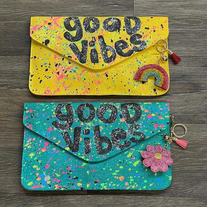 Good Vibes Paint Splatter Wristlet Pinky Bolle Handbags