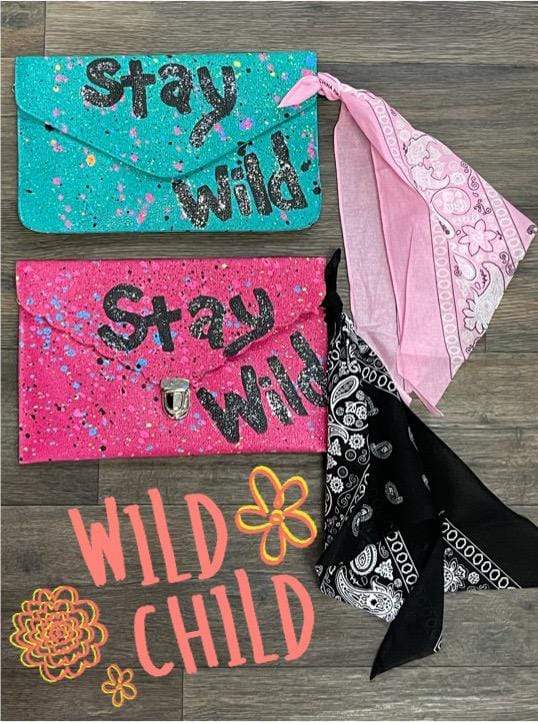 Stay Wild Paint Splatter Wristlet Pinky Bolle Handbags