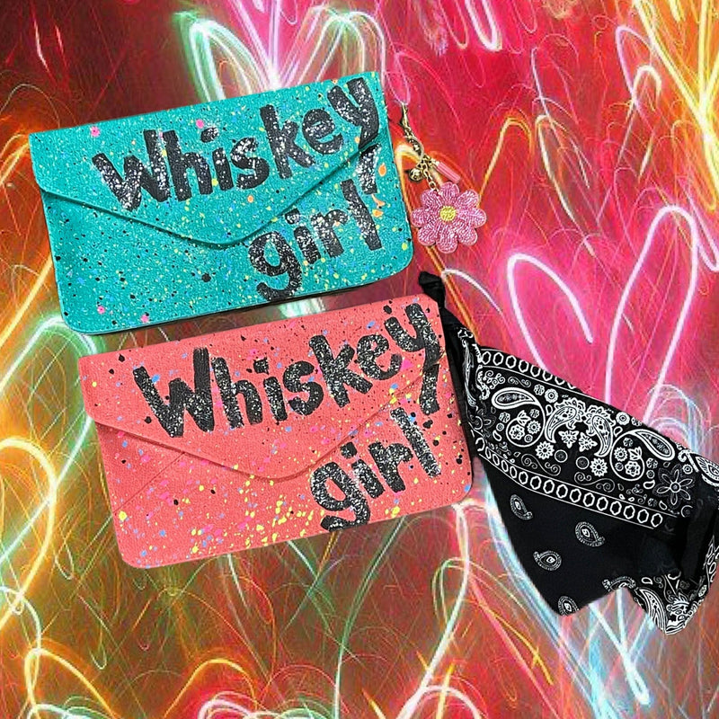 Whiskey Girl Paint Splatter Wristlet Pinky Bolle Handbags