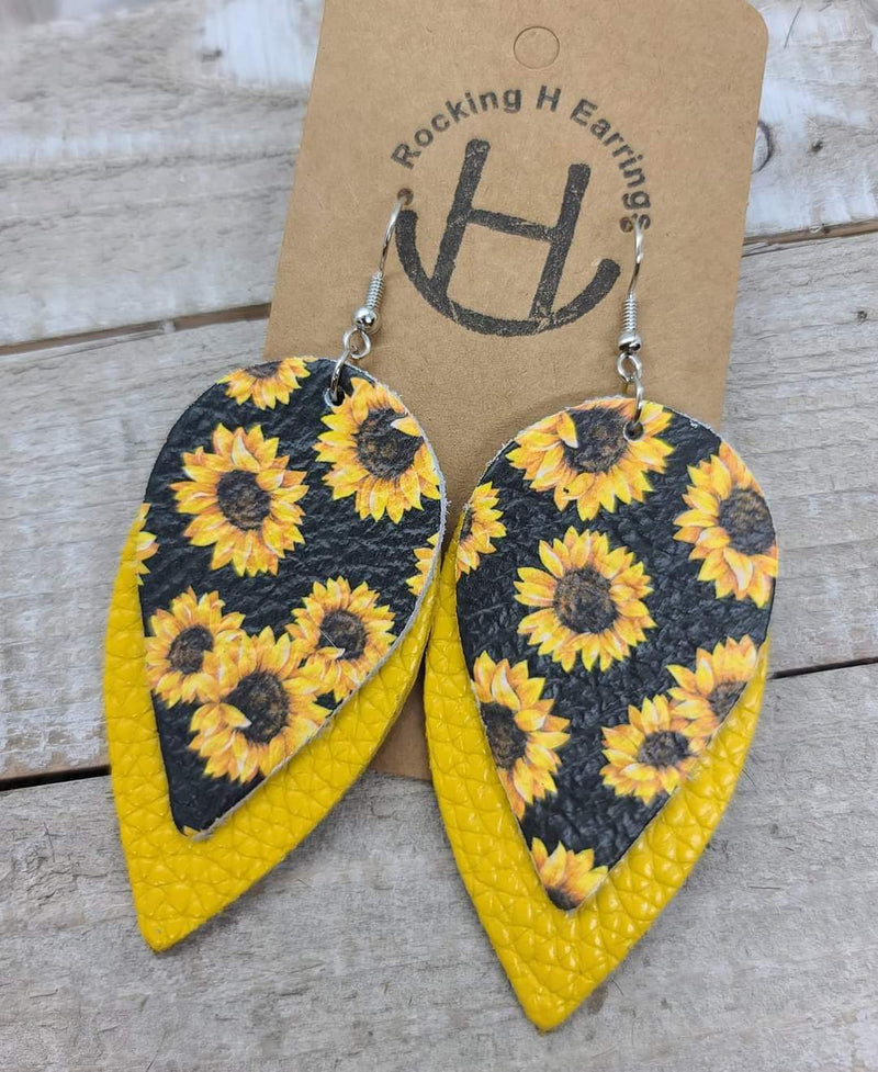 Sunflower Double Petal Earrings Rocking H Earrings