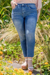 Women Plus Size Vintage Dream High-Rise Straight Leg Jean with Raw Hem - MEDIUM WASH Royalty For Me 14W