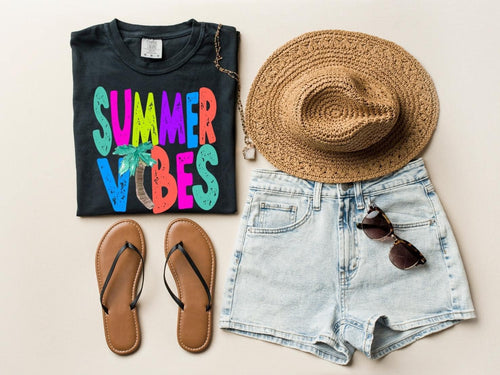 Summer Vibes Black Tee Southern Magnolia Shirts & Tops