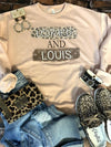 Apricot Leopard and Louis Sweatshirt Southern Swank Shirts & Tops