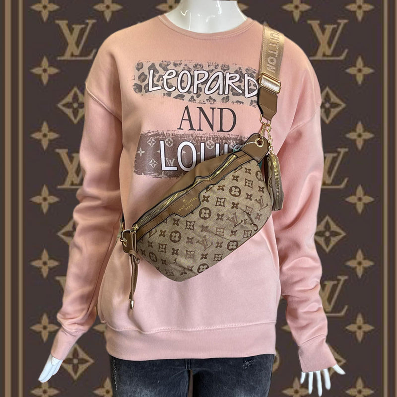 Apricot Leopard and Louis Sweatshirt Southern Swank Shirts & Tops