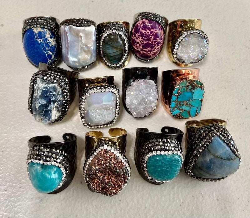 Assorted Druzy/Stone Adjustable Rings vendor-unknown Ring
