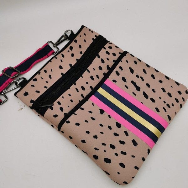 Beige Spotted Neoprene Crossbody with Stripes vendor-unknown